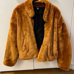 Free People Faux Fur Bomber Jacket
